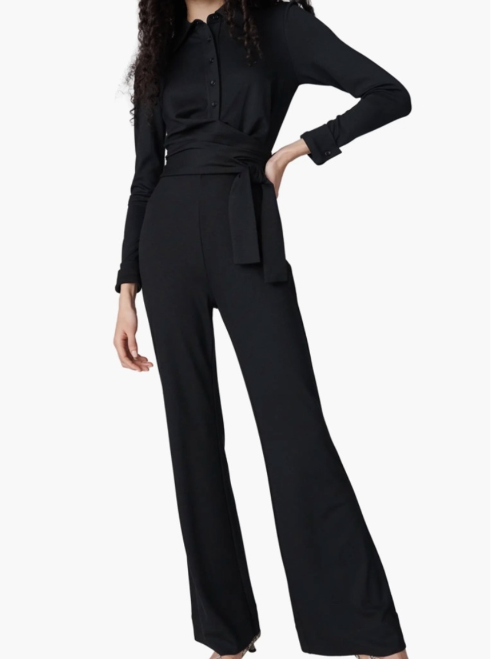 NWT Diane Von Fursentberg Michele Black Wide Leg Jumpsuit